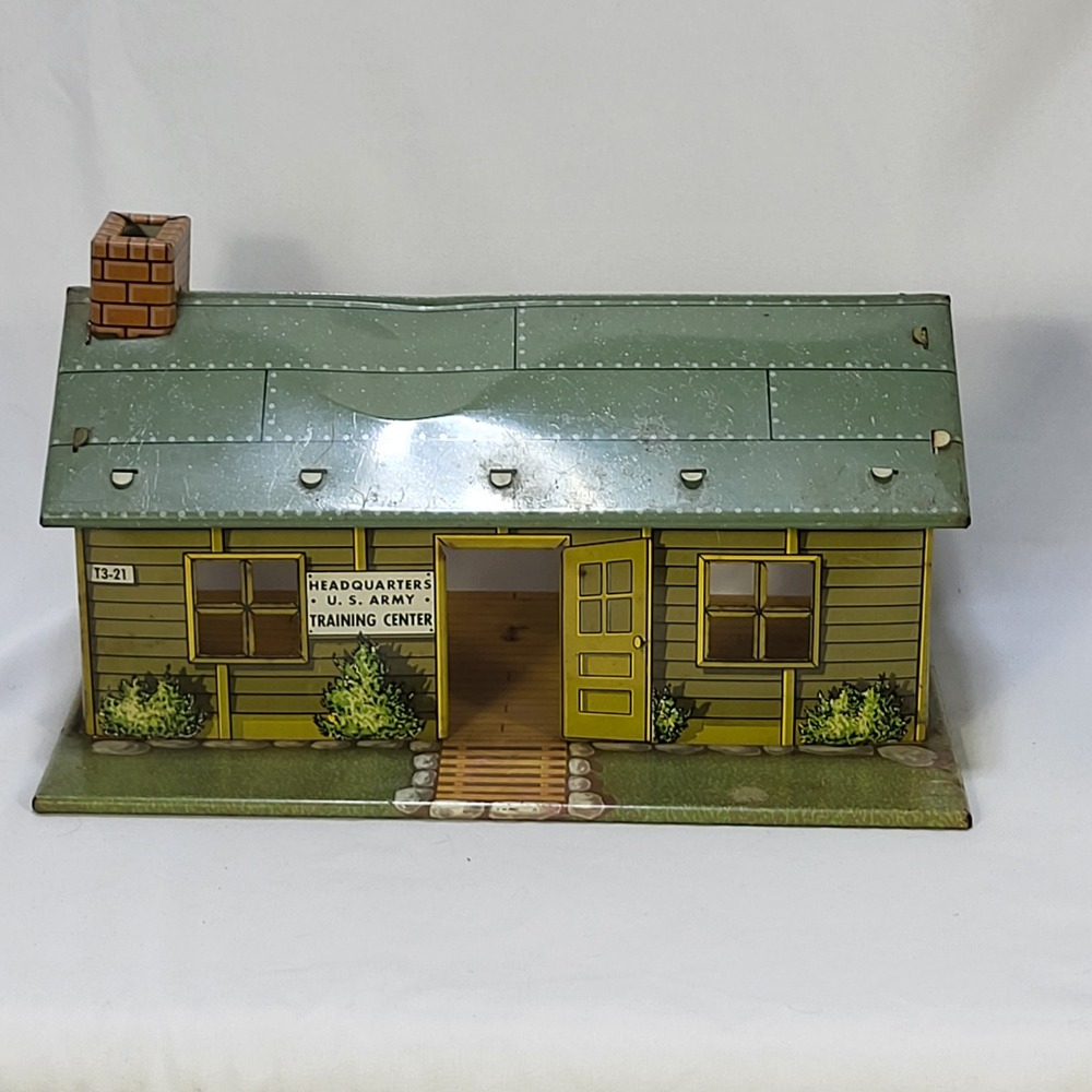 Marx Toys Vintage Tin Litho US Army Training Center Headquarters T3-21 Building